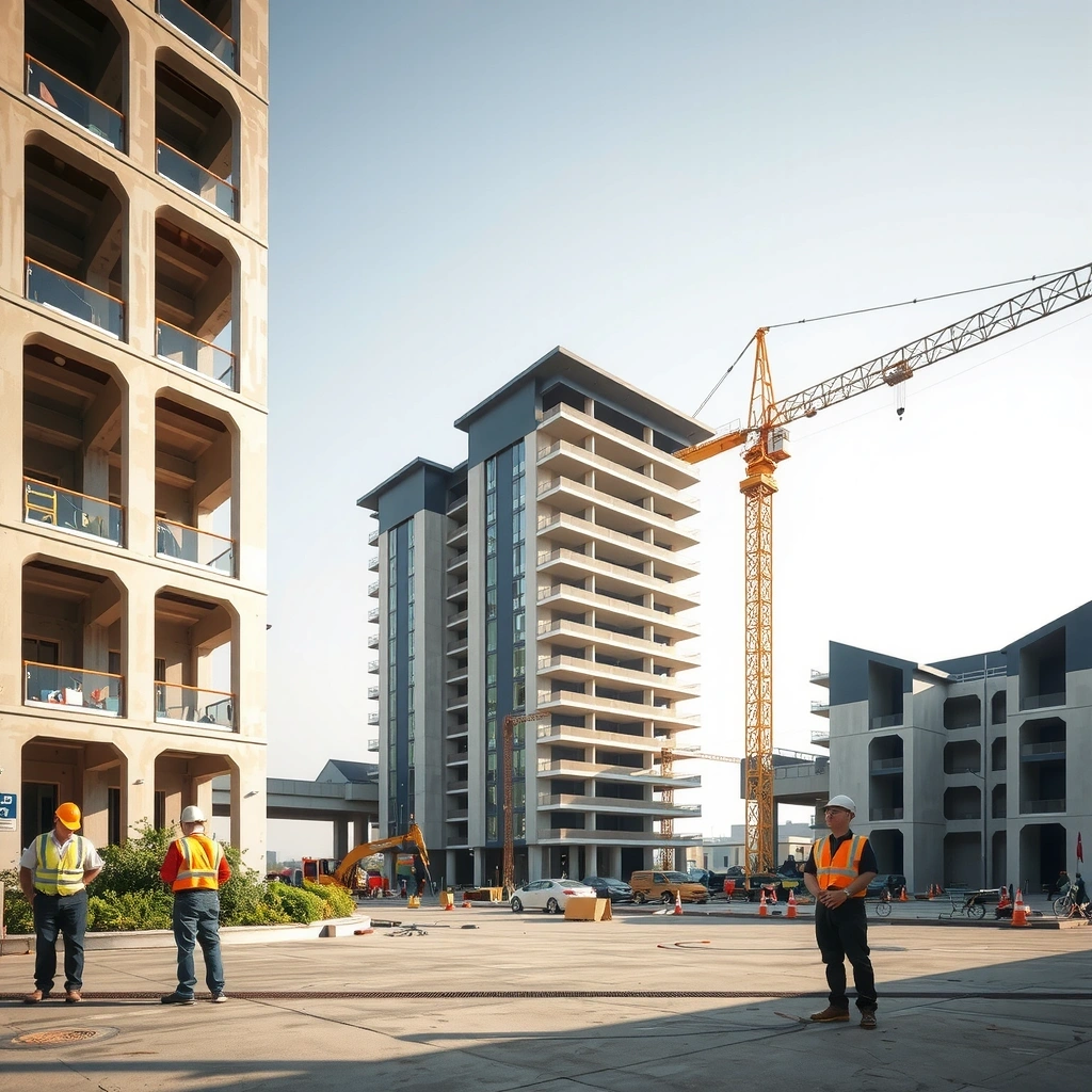 Professional construction site in Philippines showing modern building project